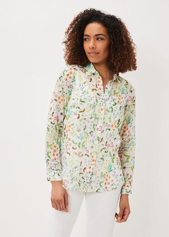 Phase Eight Maddelena Cotton Floral Shirts White/Multicolor Canada | UNGQTL-102